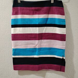 Loft -0-PURPLE BLUE CREAME  WIDE Stripe Skirt